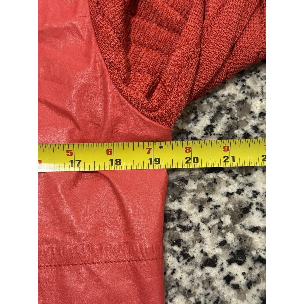St. John Sport Lamb Leather Biker Jacket Sz Medium Red Retail $495 - Picture 6 of 11